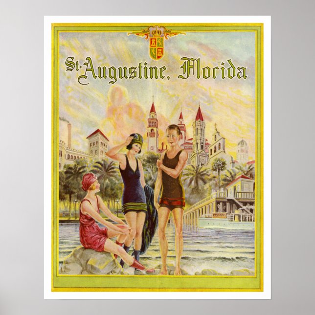 Póster Ilustracion San Agustín Florida de los años 20 (Frente)