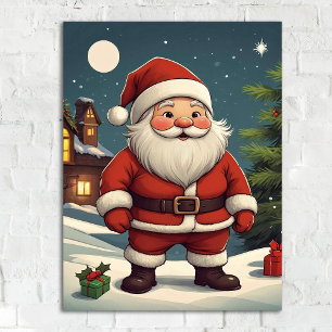 Póster Ilustracion Santa  de los Navidades festivos
