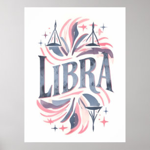 Póster Ilustracion sinóptico del Rótulo Libra Zodiac