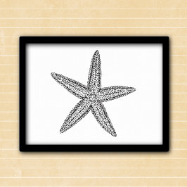 Póster Ilustracion Starfish en blanco y negro