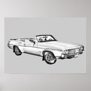 Póster Ilustracion supremo 1971 del coche del machete de