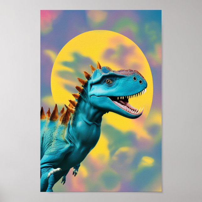 Póster Ilustracion T-Rex de la Luna de Sangre, Dinosaurio (Frente)