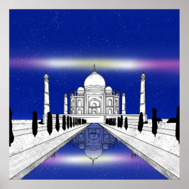 Póster Ilustracion Taj Mahal Seven Wonders