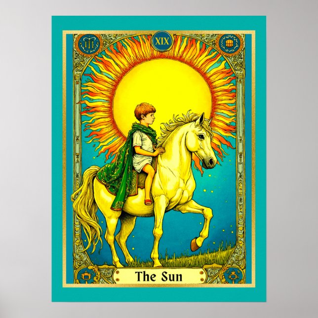 Póster Ilustracion Tarot Card, El Sol (Frente)