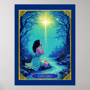 Póster Ilustracion Tarot Card, La Estrella