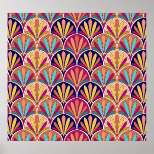 Póster Ilustracion textil tradicional indio