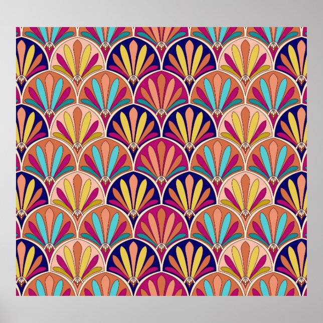 Póster Ilustracion textil tradicional indio (Frente)