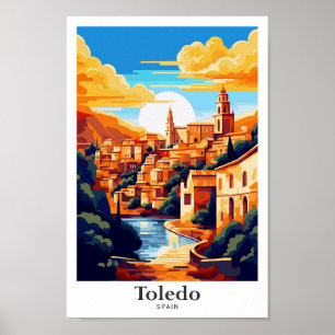 Póster Ilustracion Toledo España Viaje Viaje Vintage