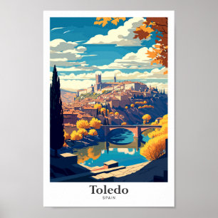 Póster Ilustracion Toledo España Viaje Viaje Vintage