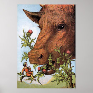 Póster ilustracion "Tom Thumb y the Cow"