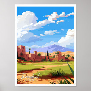 Póster Ilustracion Toroudant Morocco Travel Vintage