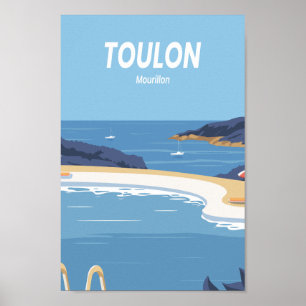 Póster Ilustracion Toulon Mourillon Famous Travel Place