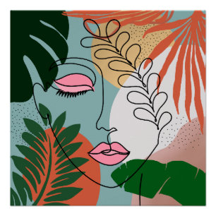 Póster Ilustracion tropical Boho Natural