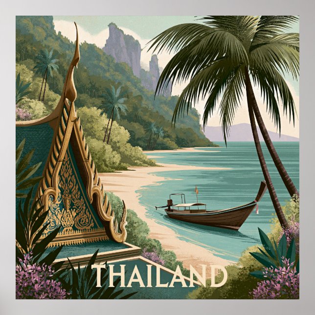 Póster Ilustración Tropical de Tailandia (Frente)