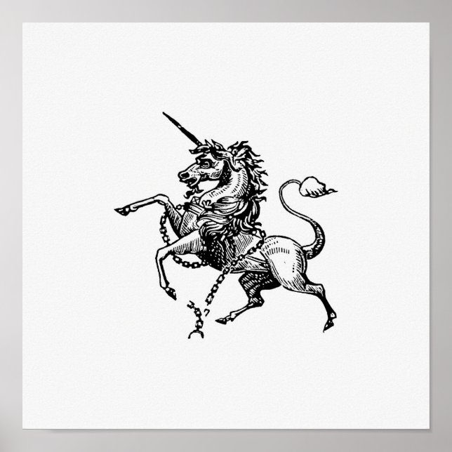 Póster Ilustracion unicornio vintage (Frente)
