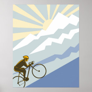 Póster Ilustracion Uphill Cyclist