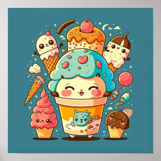 Póster Ilustracion vectorial de personalizado de helados