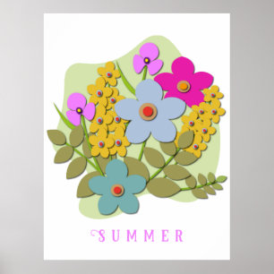 Póster Ilustracion vectorial del ramo de flores