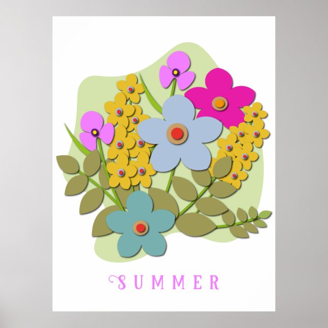 Póster Ilustracion vectorial del ramo de flores (Frente)