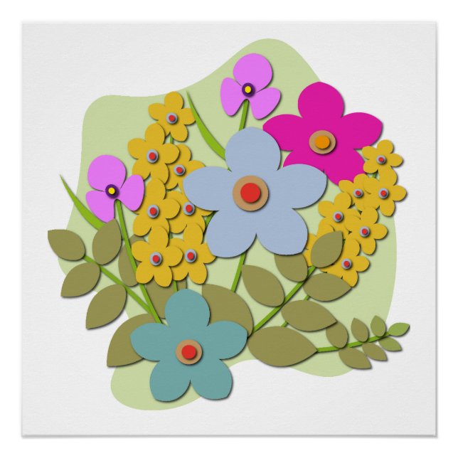 Póster Ilustracion vectorial del ramo de flores (Anverso)