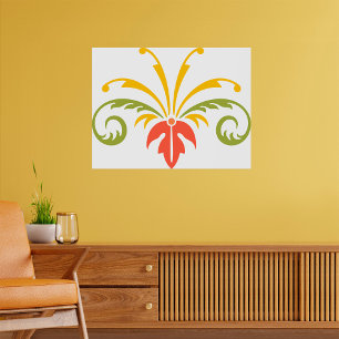 Póster Ilustracion vegetal Naranja amarillo verde