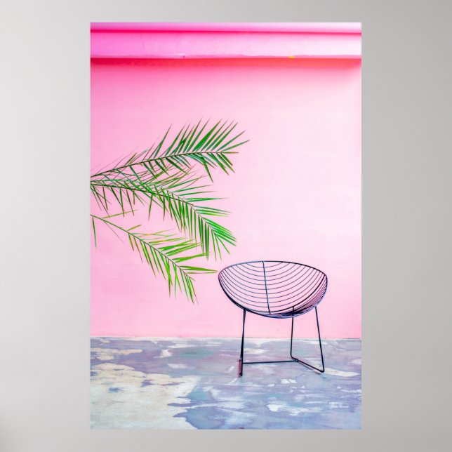 Póster Ilustracion verde y negro con palmera (Frente)