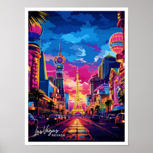 Póster Ilustracion Viajero de Las Vegas City Nevada