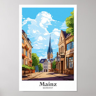 Póster Ilustracion Viajero de Mainz Alemania