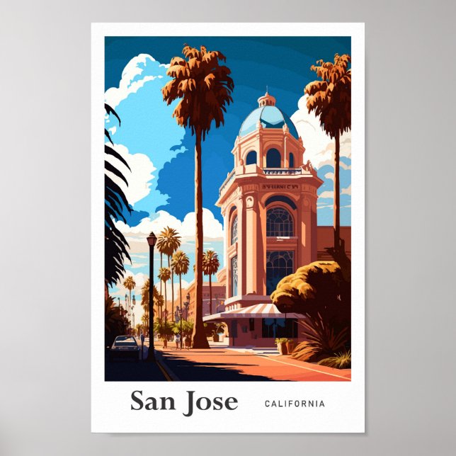 Póster Ilustracion Viajero de San José California (Frente)