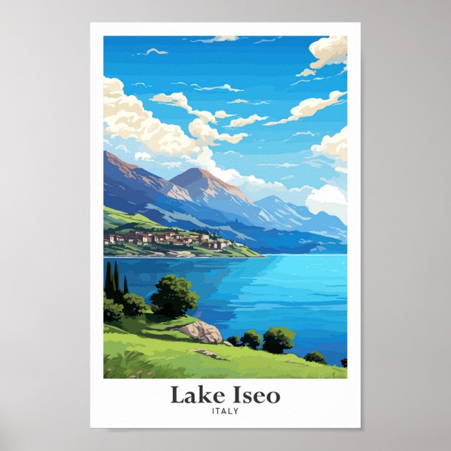 Póster Ilustracion Viajero del Lago Iseo Italia (Frente)