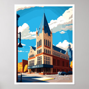 Póster Ilustracion Viajero Ithaca de Nueva York