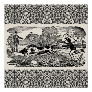 Póster Ilustración victoriana de arte antiguo de mascotas