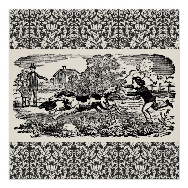 Póster Ilustracion victoriano de arte mascota antiguo (Anverso)