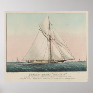 Póster Ilustracion Vintage Cutter Sailing Yacht (1887)