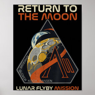 Póster Ilustración vintage de Artemis Ii regresando a la