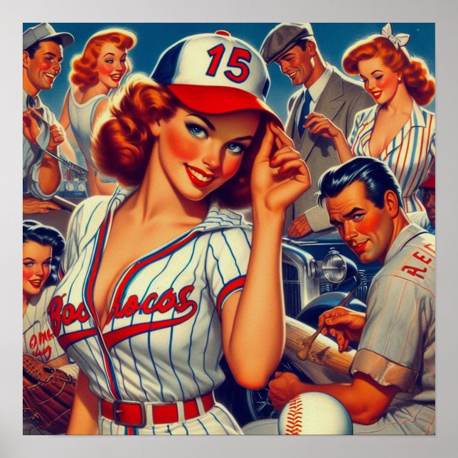 Póster Ilustracion Vintage de Béisbol (Frente)