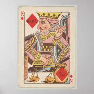 Póster Ilustracion vintage de cartas del rey de los diama