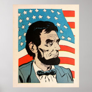 Póster Ilustración vintage de la bandera de EE. UU. de Ab