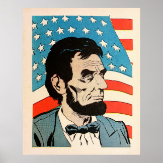 Póster Ilustración vintage de la bandera de EE. UU. de Ab