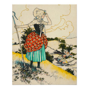 Póster Ilustración vintage de pastorcilla Little Bo Peep