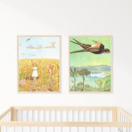 Póster Ilustración vintage de Thumbelina por Elsa Beskow