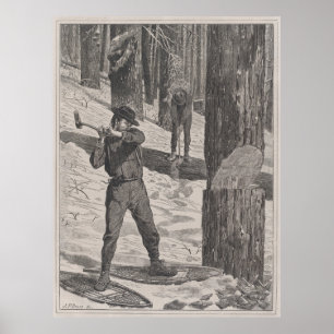 Póster Ilustracion vintage de un Lumberjack (1871)