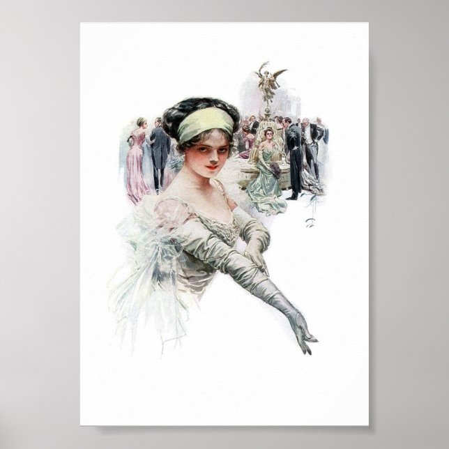 Póster Ilustracion vintage de una mujer (Frente)