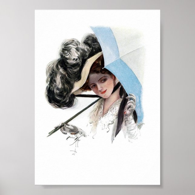 Póster Ilustracion vintage de una mujer (Frente)