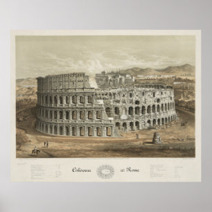 Póster Ilustracion vintage del Coliseo Romano (1872)