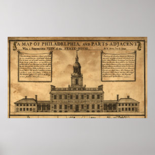 Póster Ilustracion vintage del Salón de la Independencia