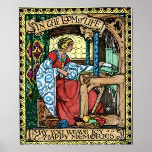 Póster Ilustración Vintage del Telar de la Vida   Artes y