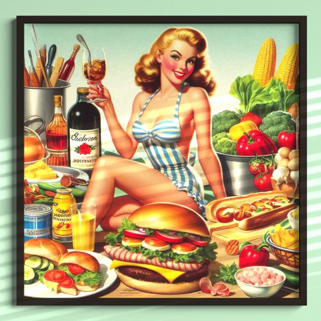 Póster Ilustracion Vintage Food Pin-up (Subido por el creador)