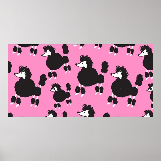 Póster Ilustracion vintage french poodle sin costura (Frente)