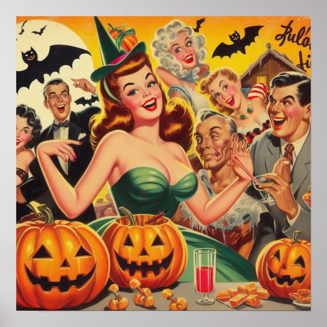 Póster Ilustracion Vintage Halloween (Frente)
